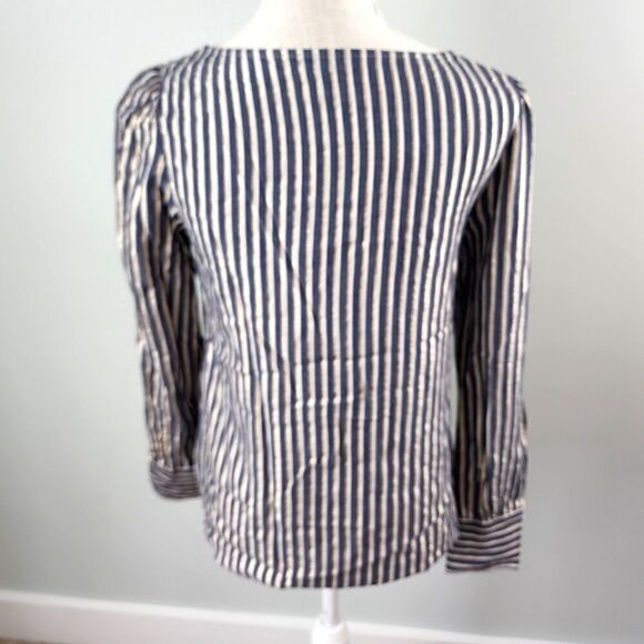 Express Women's Striped Long Sleeve Metallic Button Sleeve Top Size Small - Picture 6 of 6